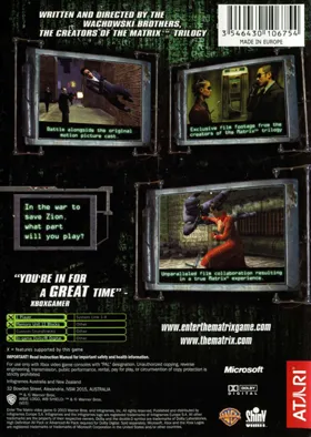 Enter The Matrix (Europe) box cover back